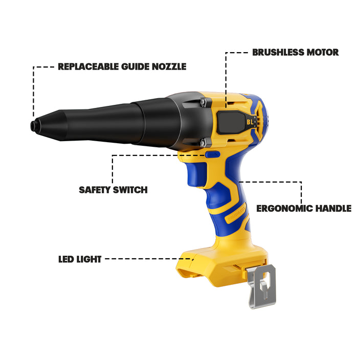 Mellif für Dewalt 20V Max Akku-Nietpistole Riverter Akku-Werkzeug 3/16" und 1/4" 