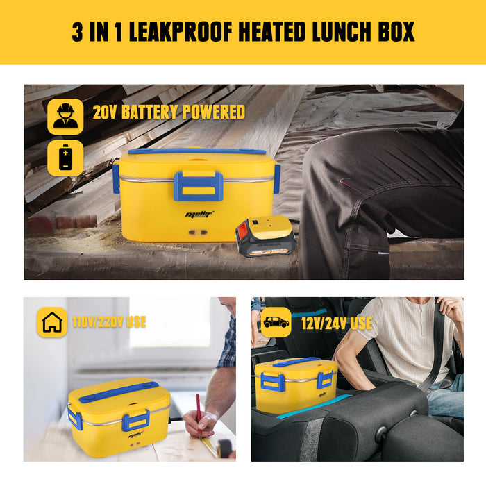 Mellif  Heated Lunch Box, 12V 24V Food Warmer Compatible with DEWALT 20V MAX Battery