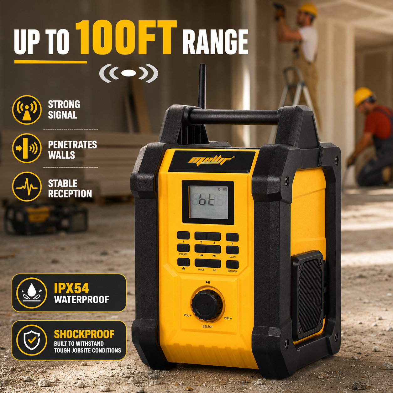 Mellif MFBSPK01-Y Jobsite Radio Bluetooth Speaker