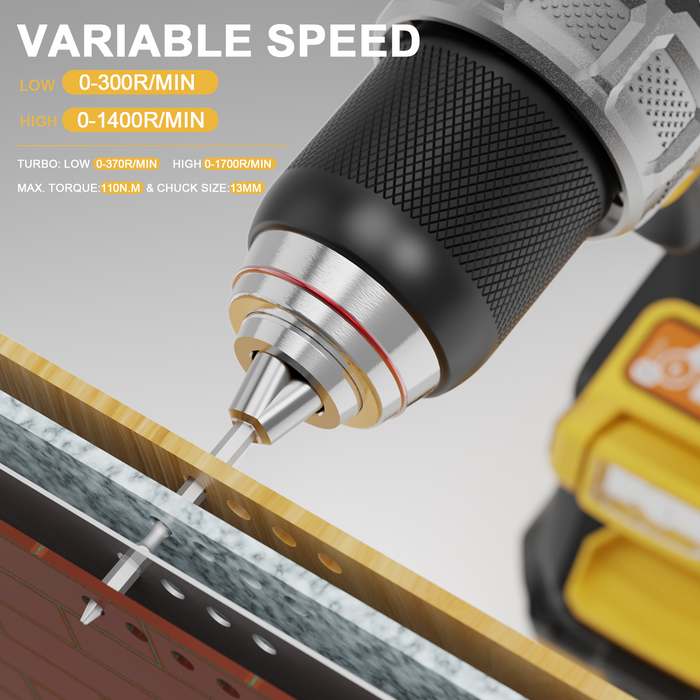 Mellif 110N.m High Torque Impact Drill Driver,Compatible With DeWalt Battery