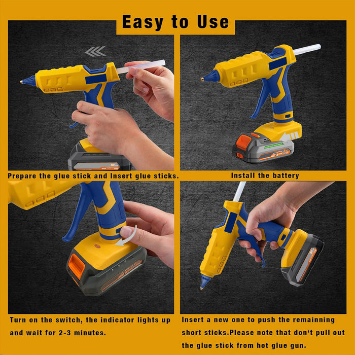 Mellif Cordless Hot Glue Gun 20V Battery Powered