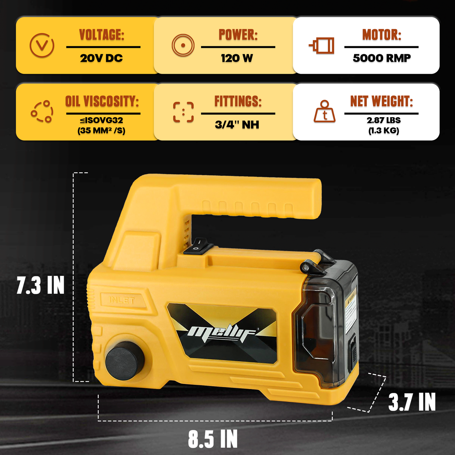 Mellif Cordless Diesel Transfer Pump For Dewalt/Mellif 20V Battery ...