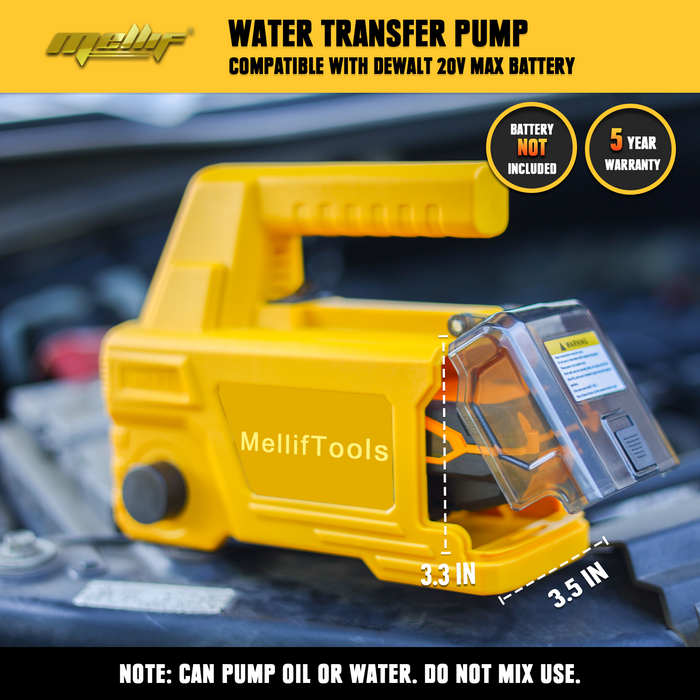 MellifTools Cordless Fuel Transfer  Diesel Transfer Pump Compatible with Dewalt/Mellif 20V Battery