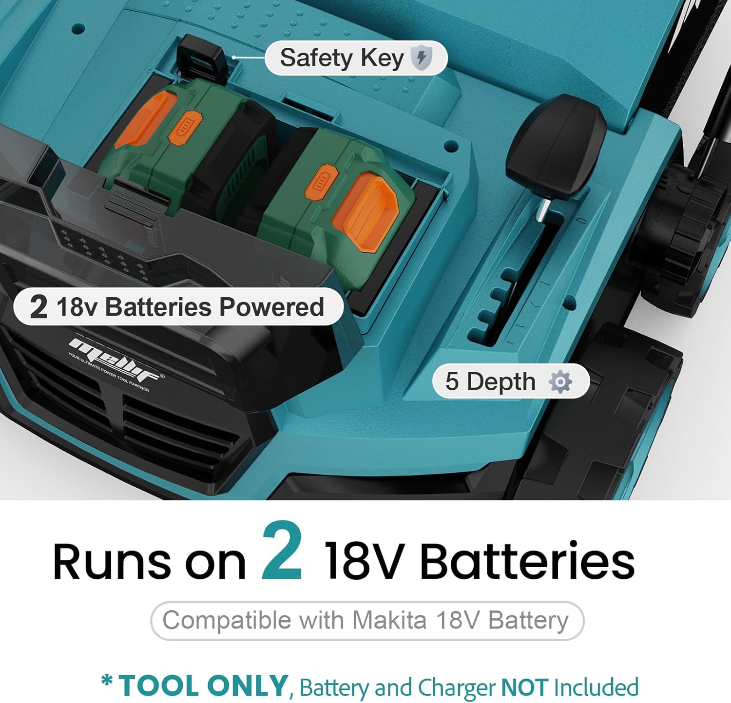 Mellif 36V 15inch Brushless Cordless Electric Dethatcher/Scarifier Compatible with Makita 18V Battery(Tool Only)
