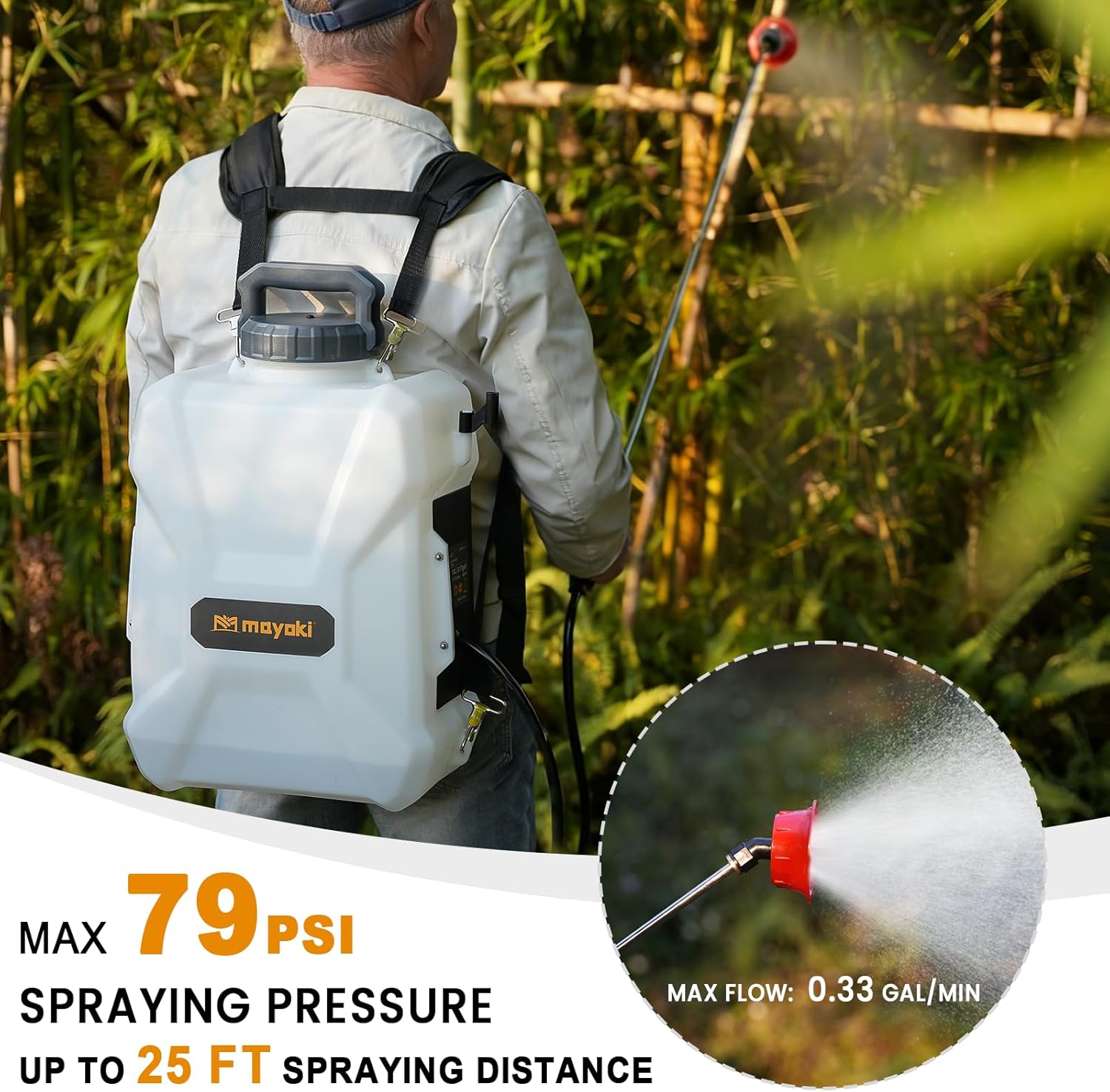 Mayoki 3.17 Gallon Backpack Sprayer,Compatible With Dewalt 20V Battery