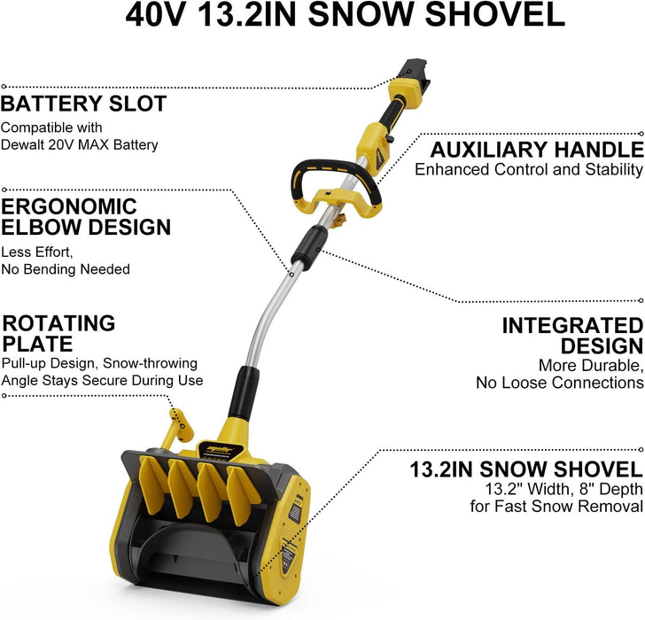 Pelle à neige Mellif 13,2'' 40V, compatible avec batterie Dewalt (batterie non incluse)
