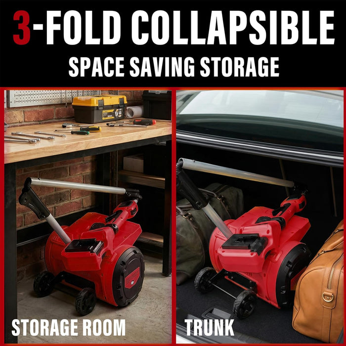 Mellif 12-inch Snow Shovel With Wheel, 2*18v Battery Powered（Tool Only）