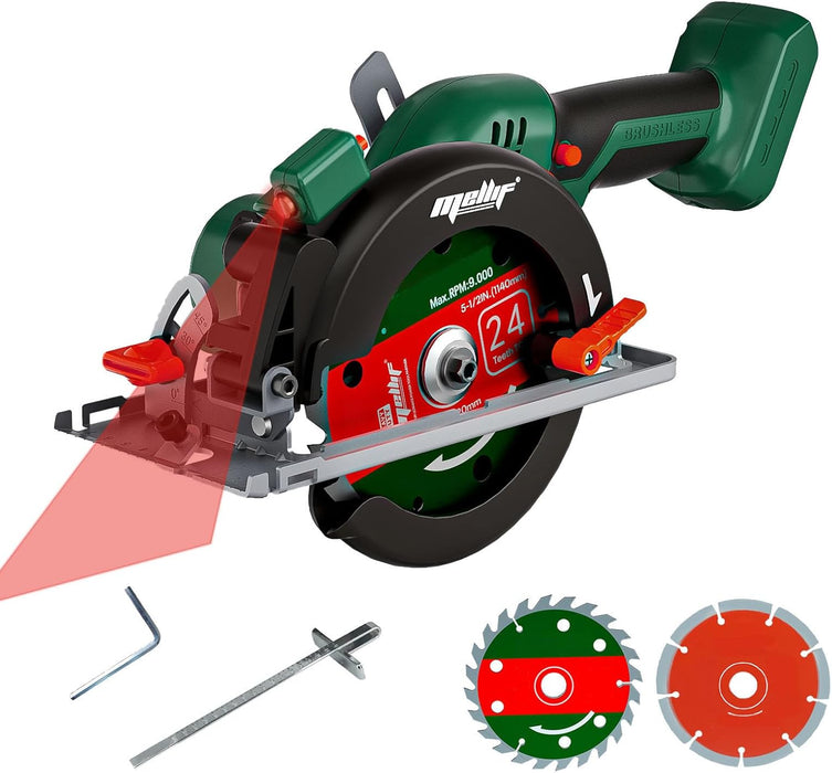 Mellif bürstenlose Kreissäge, kompatibel mit Makita 18V Akku (Akku nicht enthalten)