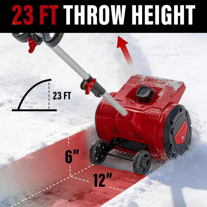 Mellif 12-inch Snow Shovel With Wheel, 2*18v Battery Powered（Tool Only）