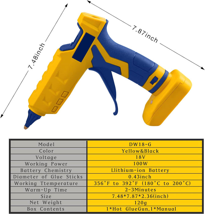 Mellif Akku-Heißklebepistole für Dewalt/Mellif 20V Max Akku 