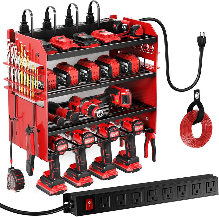 Power Tool Organizer Wall Mount with Charging Station