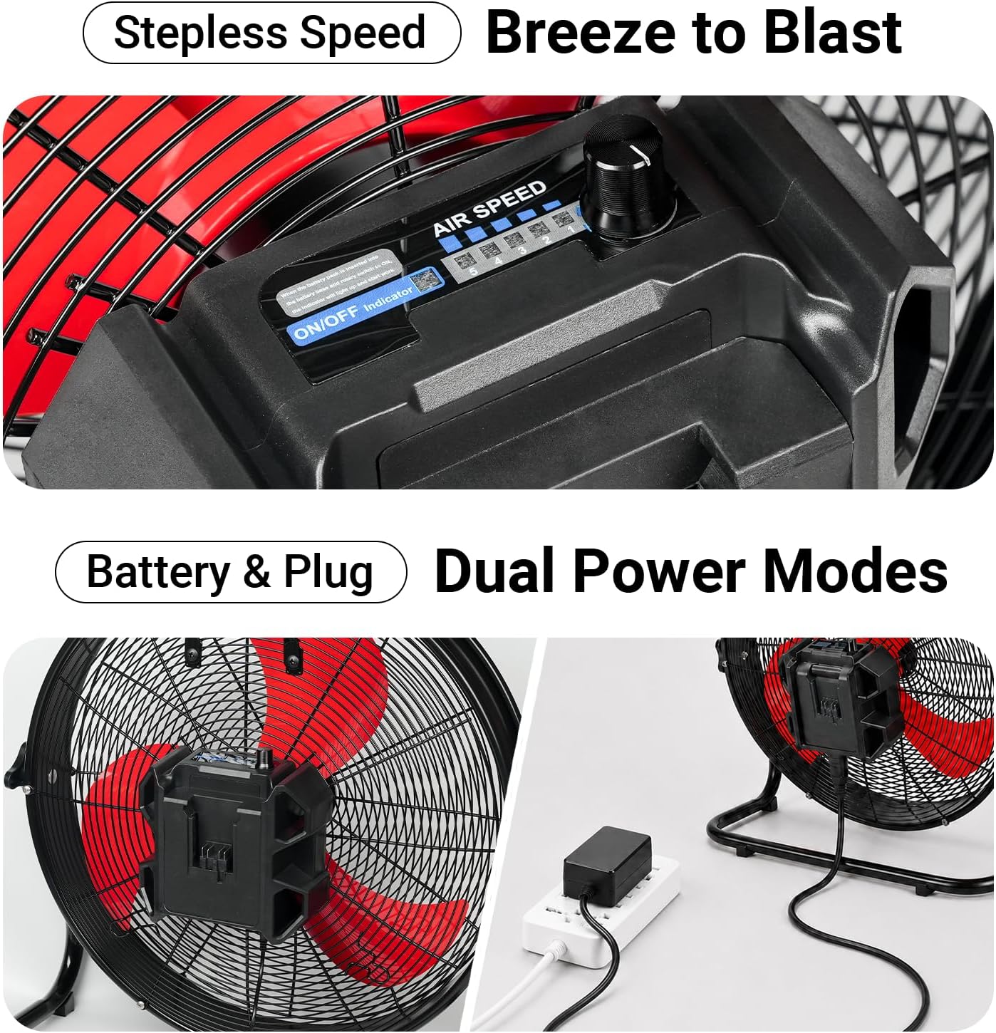 Mellif Hybrid 18V Portable Fan,Compatible With Milwaukee Battery