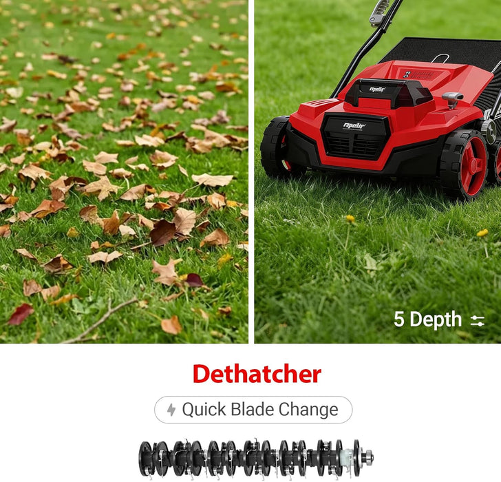Mellif 36V 15inch Brushless Cordless Electric Dethatcher/Scarifier Compatible with Milwaukee 18V Battery(Tool Only)