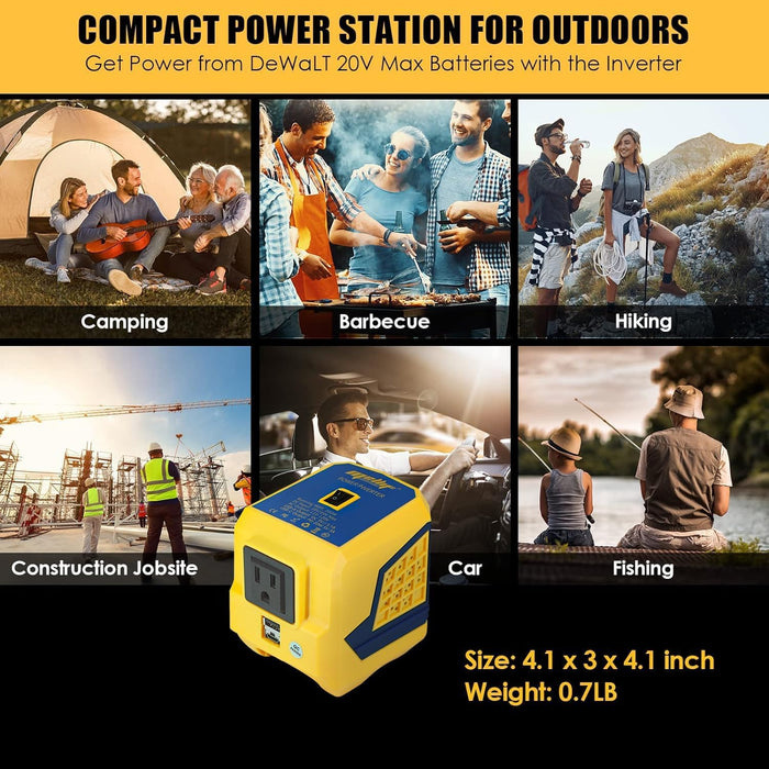 Mellif 200W Inverter Power Adapter Compatible with Dewalt 20V Battery, 20V to 110V Voltage Converter