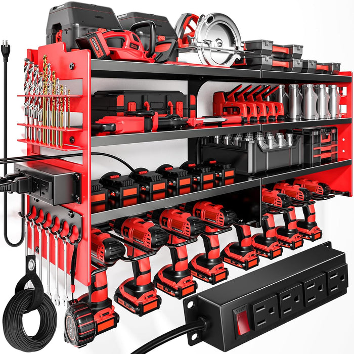 Large Power Tool Organizer Wall Mount with Charging Station