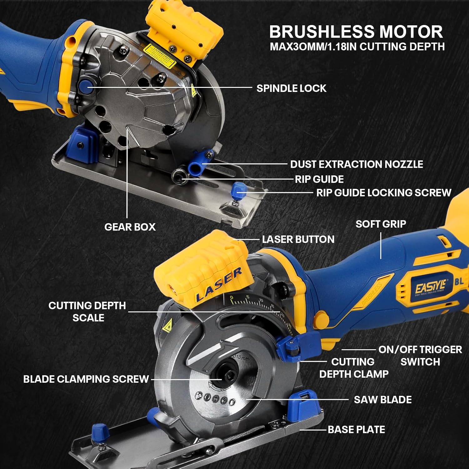 Mellif 3200RPM Brushless Mini Circular Saw