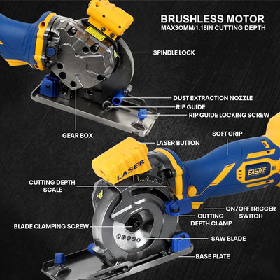 Mellif 3200RPM Brushless Mini Circular Saw