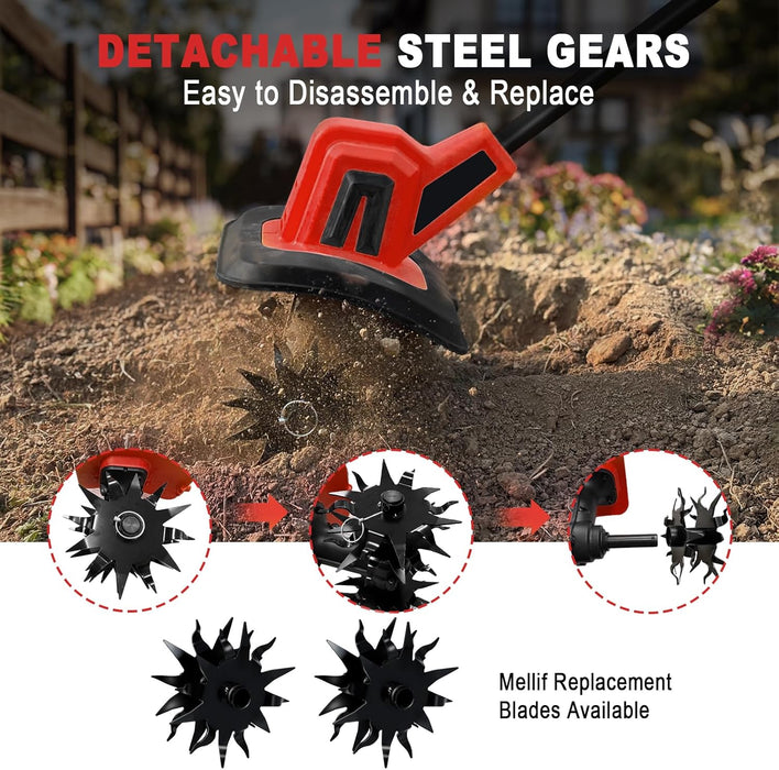 Motoculteur sans fil Mellif, compatible avec batterie Milwaukee 18 V (batterie non incluse)