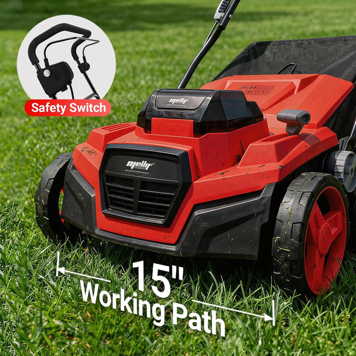 Mellif 36V 15inch Brushless Cordless Electric Dethatcher/Scarifier Compatible with Milwaukee 18V Battery(Tool Only)