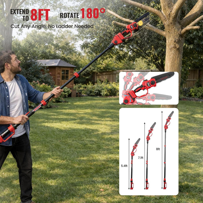 Brushless 8 inch Pole Saw & Mini Chainsaw,Compatible with Milwaukee 18V Battery(Tool Only)