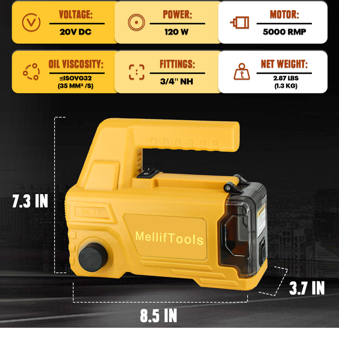 Mellif Akku-Kraftstoff-/Diesel-Transferpumpe für Dewalt/Mellif 20-V-Akku 