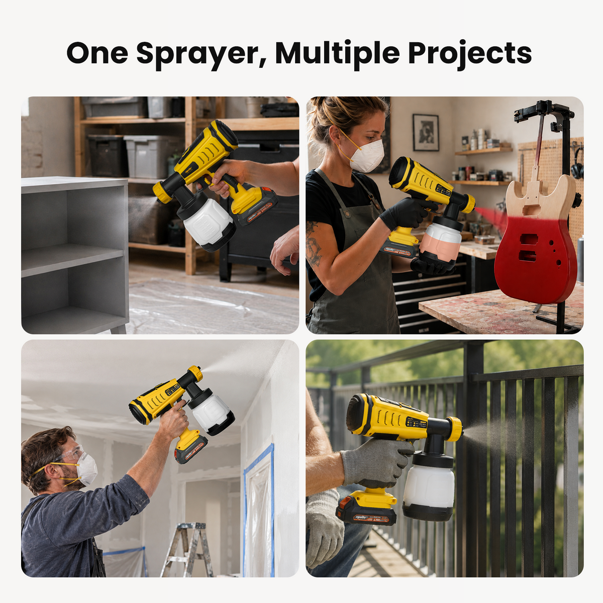 Mellif Bürstenloses kabelloses Farbsprühgerät HVLP Brushless Spritzpistole für DeWalt 20V MAX 