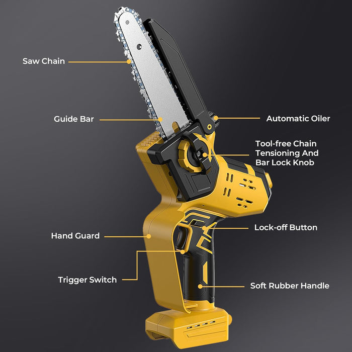 8-Inch/6-Inch 2-IN-1 Brushless Chainsaw Compatible With Dewalt 20V Battery（Tool Only）