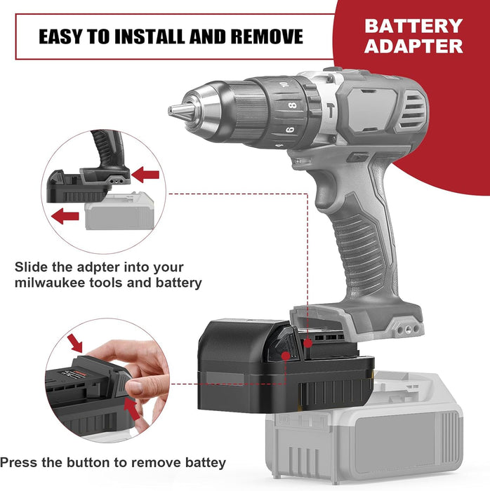 Battery Adapter for DeWalt to Milwaukee Tools