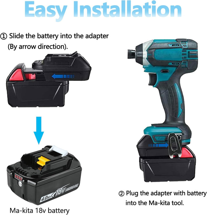 DM18M Battery Adapter for Dewalt and Milwaukee to Makita Tools