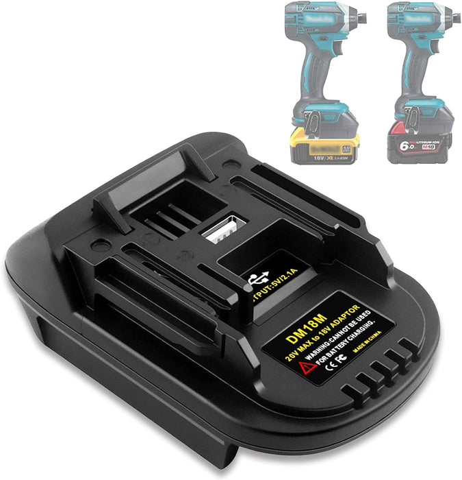 DM18M Battery Adapter for Dewalt and Milwaukee to Makita Tools