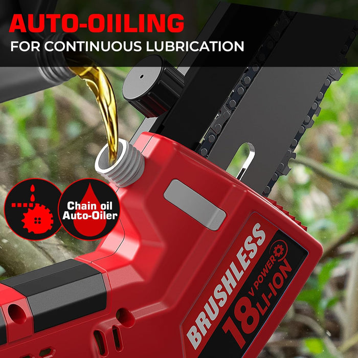 8-Inch/6-Inch 2-IN-1 Brushless Chainsaw, Powerful Brushless Motor Auto-Oiling Tool Free Tensioning（Tool Only）