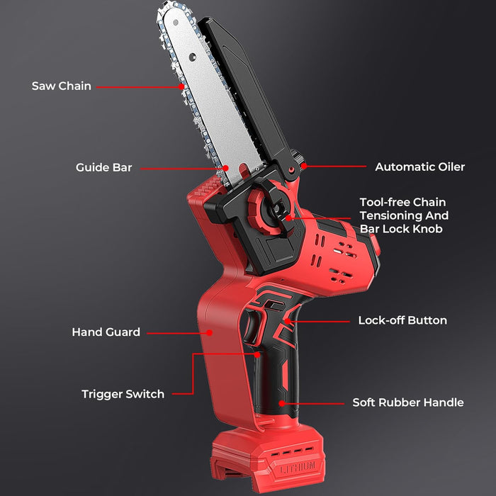 8-Inch/6-Inch 2-IN-1 Brushless Chainsaw, Powerful Brushless Motor Auto-Oiling Tool Free Tensioning（Tool Only）