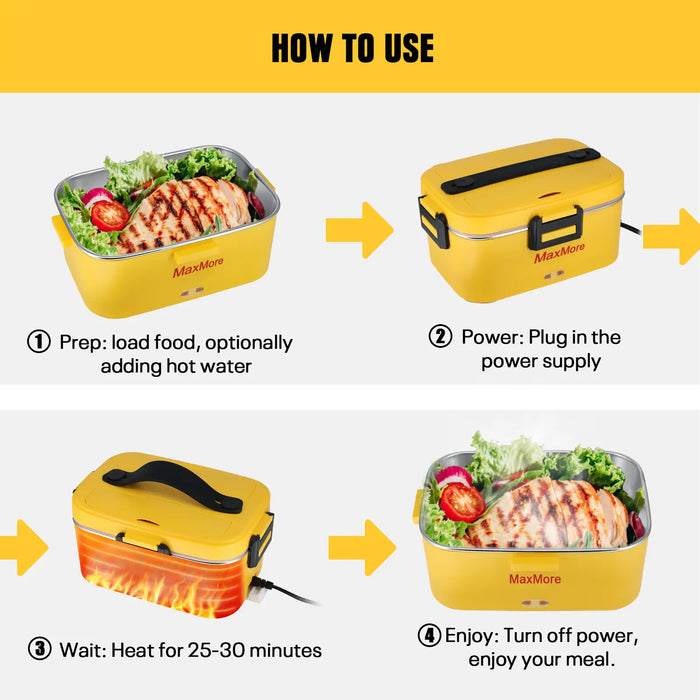 MaxMore Heated Lunch Box, 12V 24V Food Warmer Compatible with DEWALT 20V MAX Battery Mellif Tools