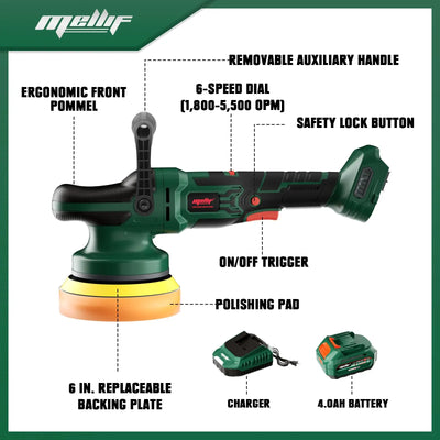 Mellif Car Polishing Machine, Battery Eccentric Polisher with Dual Action Compatible with Makita Mellif Tools