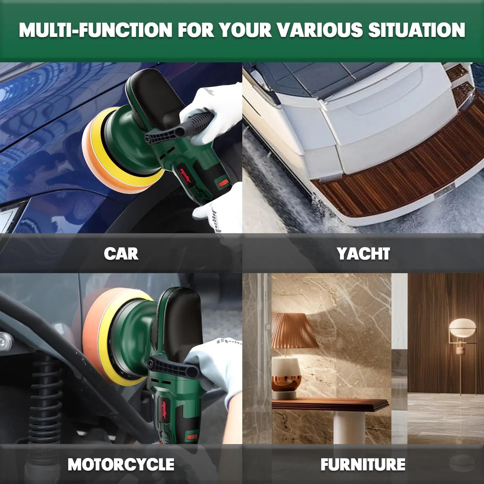 Mellif Car Polishing Machine, Battery Eccentric Polisher with Dual Action Compatible with Makita Mellif Tools