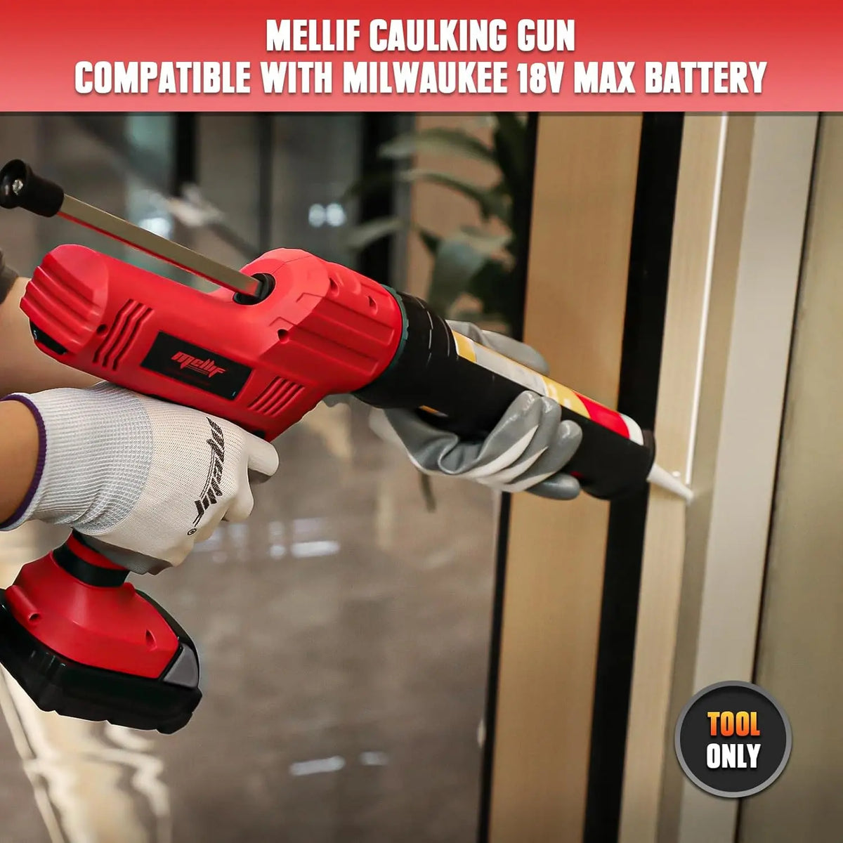 Mellif Cordless Caulking Gun Compatible with Milwaukee 18 V Battery (Battery NOT Included) Mellif Tools