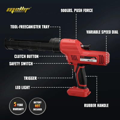 Mellif Cordless Caulking Gun Compatible with Milwaukee 18 V Battery (Battery NOT Included) Mellif Tools