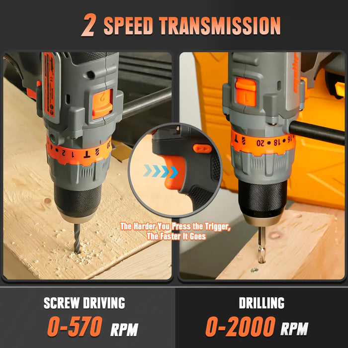 Mellif Professional Cordless Hammer Drill Compatible with Dewalt/Mellif 20V Max Battery Mellif Tools