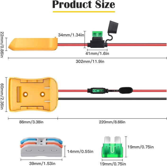 2 Packs Power Wheel Adapter for Dewalt 20V Battery Adapter