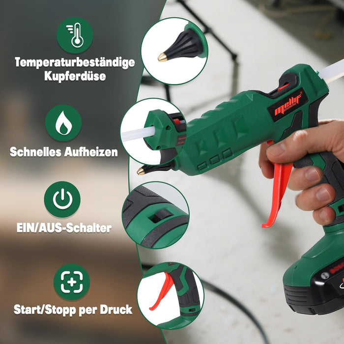 Mellif Akku Heißklebepistole kompatibel mit Bosch 18V Power for All Akku