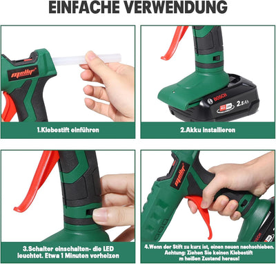 Mellif hot glue gun,compatible with Bosch 18V Battery
