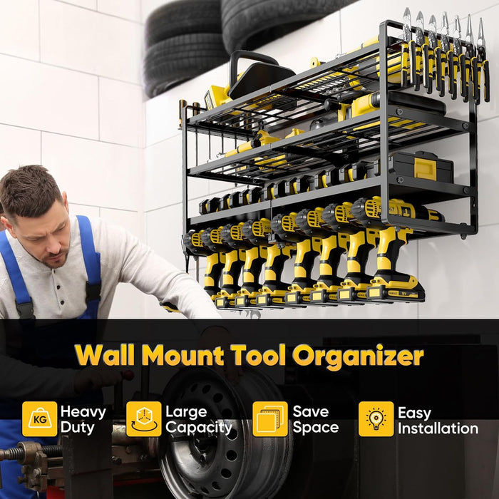 Large Power Tool Organizer Wall Mount with Charging Station