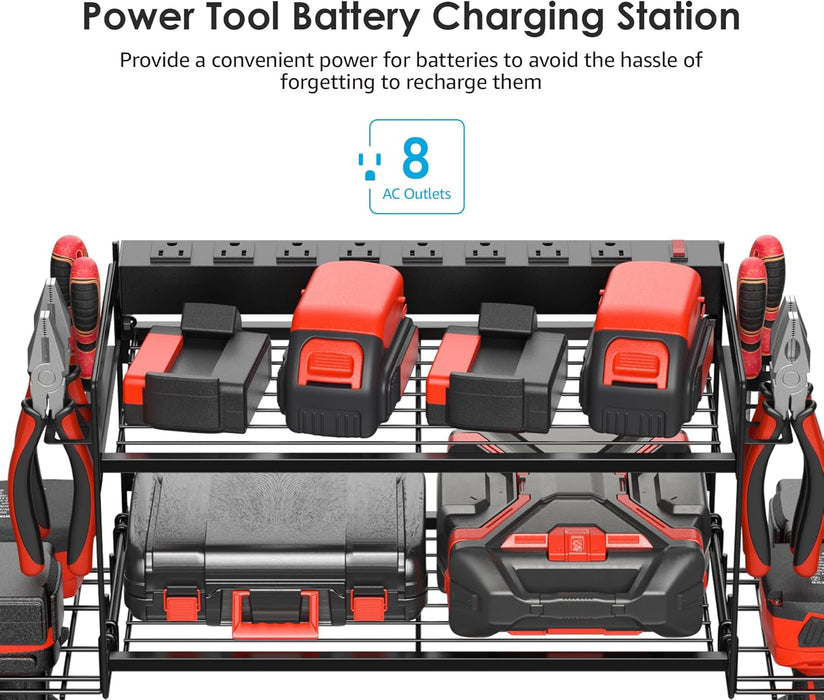 Large Power Tool Organizer Wall Mount with Charging Station