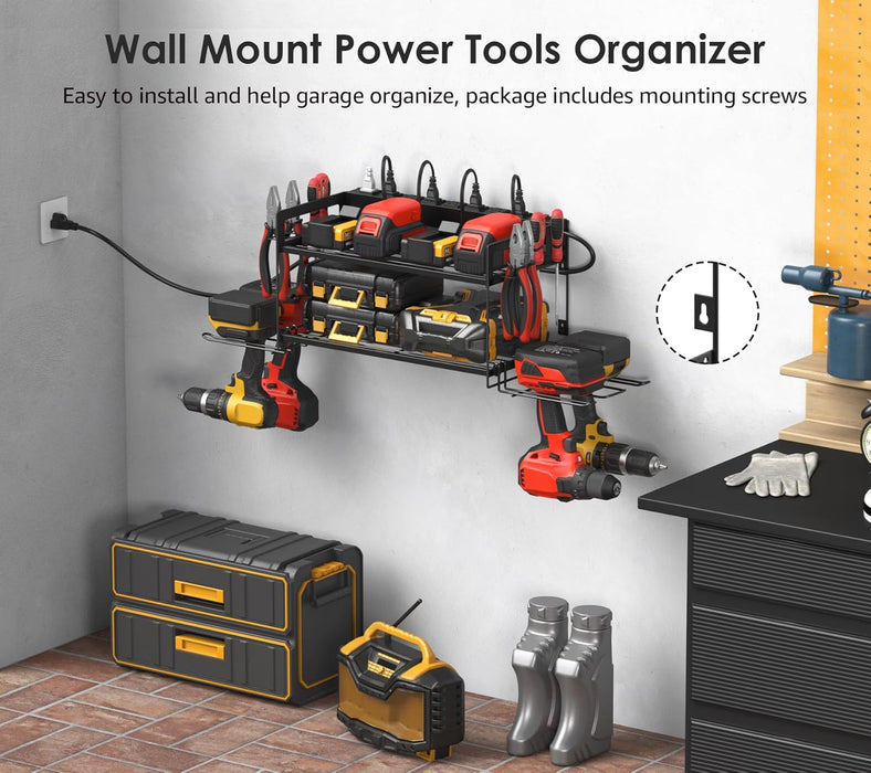 Large Power Tool Organizer Wall Mount with Charging Station
