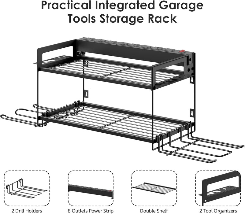 Large Power Tool Organizer Wall Mount with Charging Station