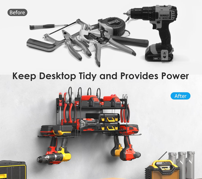 Large Power Tool Organizer Wall Mount with Charging Station