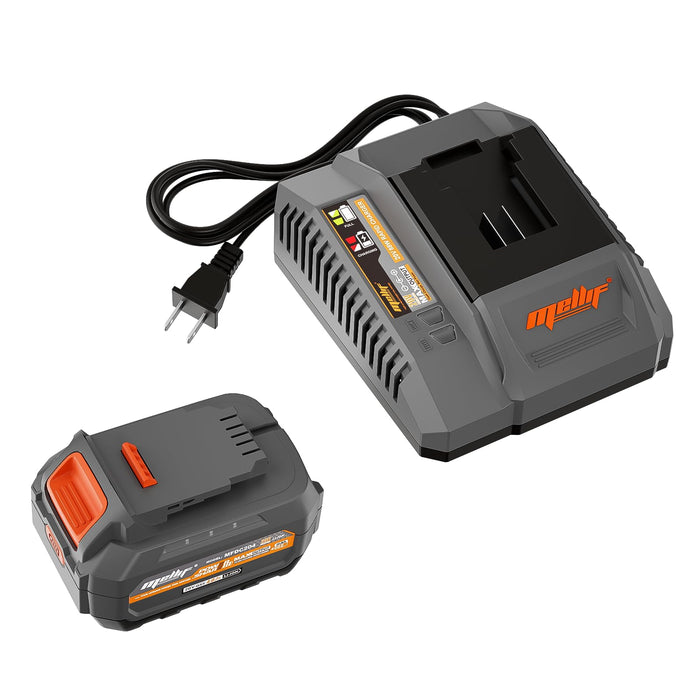 Mellif 20V Lithium Ion Battery and Charger Kit, 4.0Ah Battery, 4 Amp Rapid-Charger, Rechargeable, 10C/40Amps, Compatible with Mellif 20V Tools & Batteries