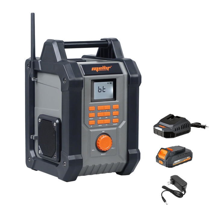 Mellif Jobsite Radio Speaker Compatible with DeWalt 20V Max Battery Mellif 20v 2.0ah Battery & Charger Kit Included