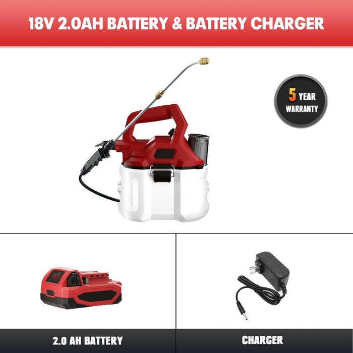 1 Gallon Battery Powered Sprayer Compatible with Milwaukee 18V Battery