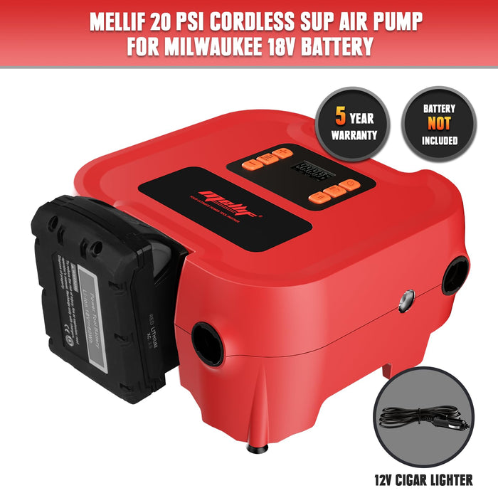 Mellif Cordless Paddle Board Pump Compatible with Milwaukee 18V Battery (Battery NOT Included)